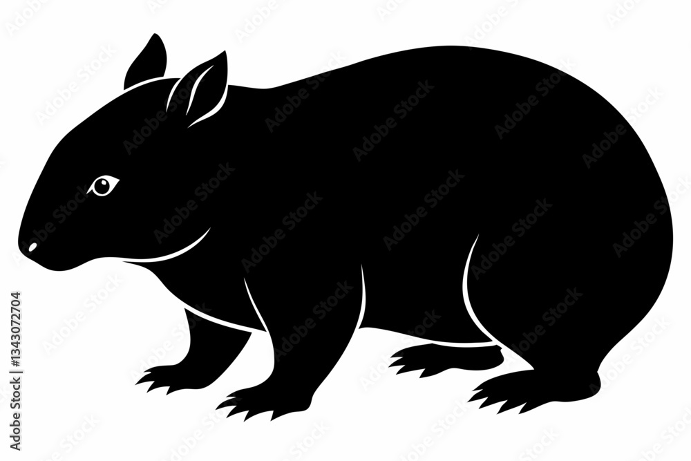 Obraz premium wombat line art silhouette vector illustration