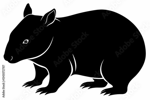 wombat line art silhouette vector illustration