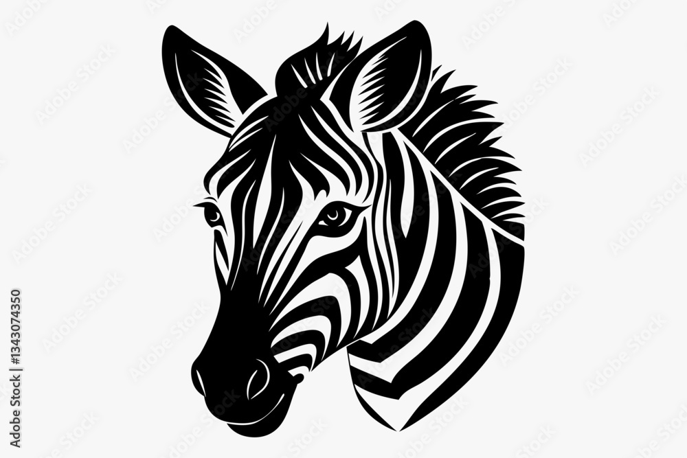 Fototapeta premium zebra head line art silhouette vector illustration