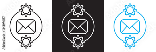 Email automation icon.  automating mail delivery icon. Vector illustration. isolated on white and black background. EPS 10