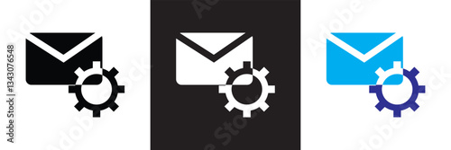 Email automation icon.  automating mail delivery icon. Vector illustration. isolated on white and black background. EPS 10