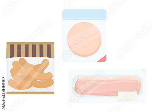 ハムとソーセージとベーコンのイラスト