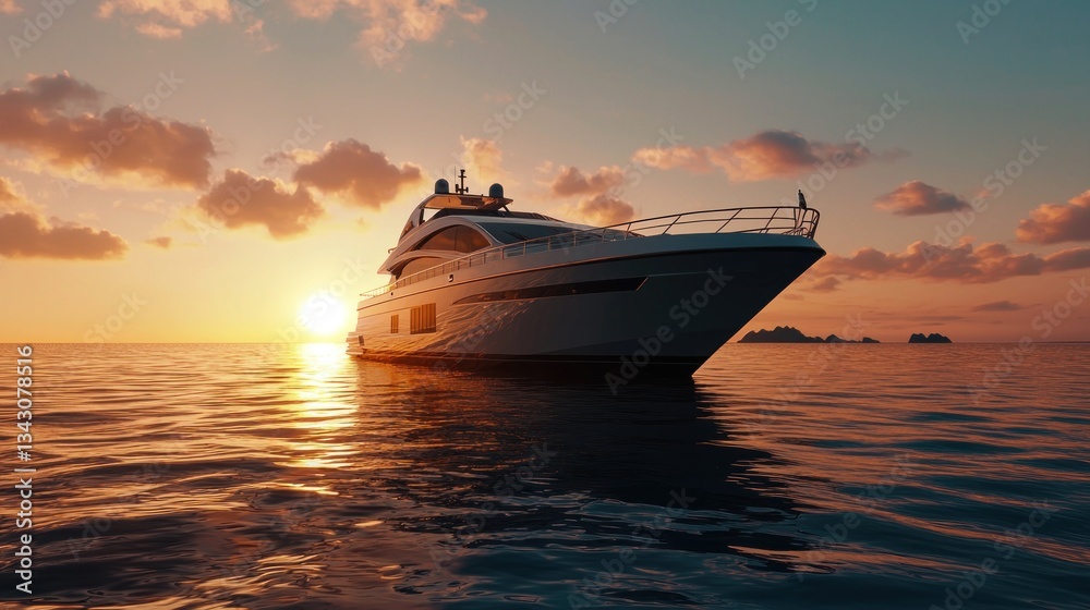 Luxury yacht at sunset, ocean view. (2) Luxury yacht at sunset, ocean view. (2)
