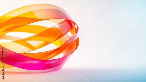 Colorful ribbons in vibrant hues of orange, pink, and yellow create dynamic and artistic composition, evoking sense of creativity and movement