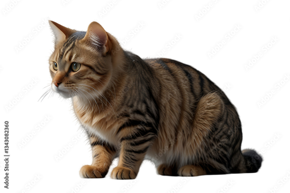 Fototapeta premium Domestic cat scratching isolated on transparent background