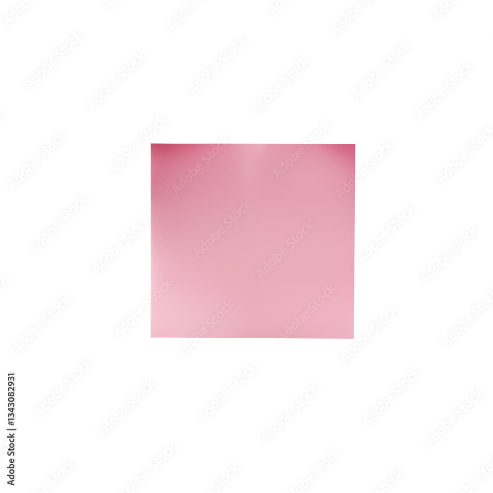 Blank pink sticky paper note isolated on transparent white background. Cut out, png 
