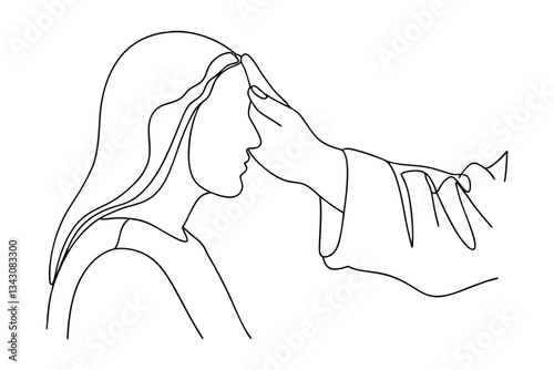 Spiritual Healing Hand Blessing Woman, Divine Grace, Gentle Touch