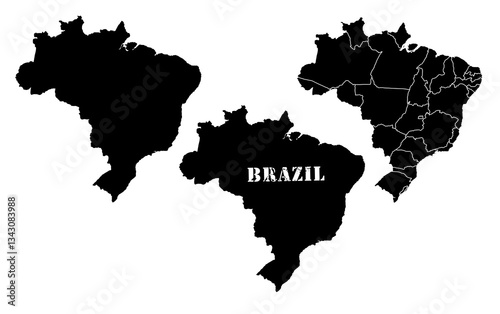 Brazil map design collection illustration transparent background