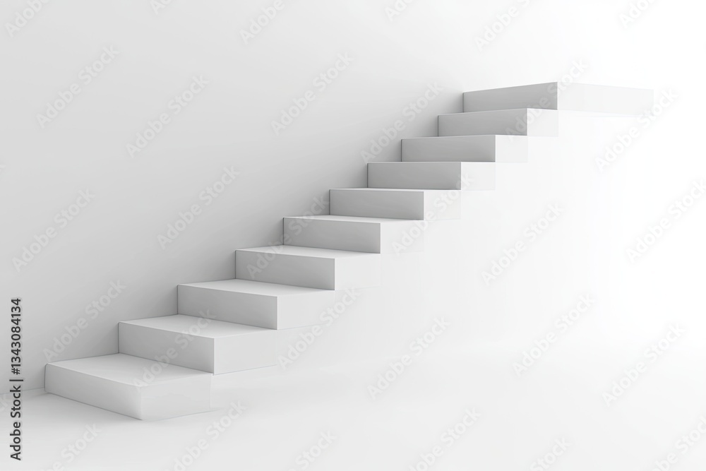 Simple, clean, white staircase in a minimalist interior design