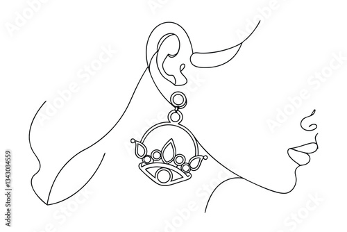 Elegant Online Drawing of Woman Wearing Jhumpa Earrings
