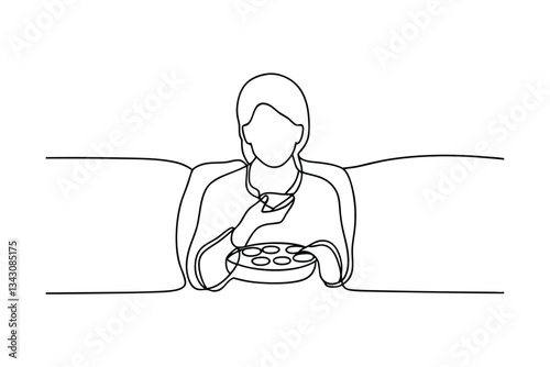Relaxing Person Enjoying Snack on Couch, Online Drawing