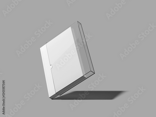 Fotografía Transparent Acrylic Slipcase for Book Mockup 3D Rendering on Gray Background