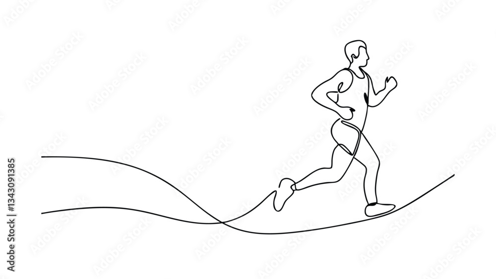 Continuous Line Drawing of a Runner in Motion Continuous Line Drawing of a Runner in Motion