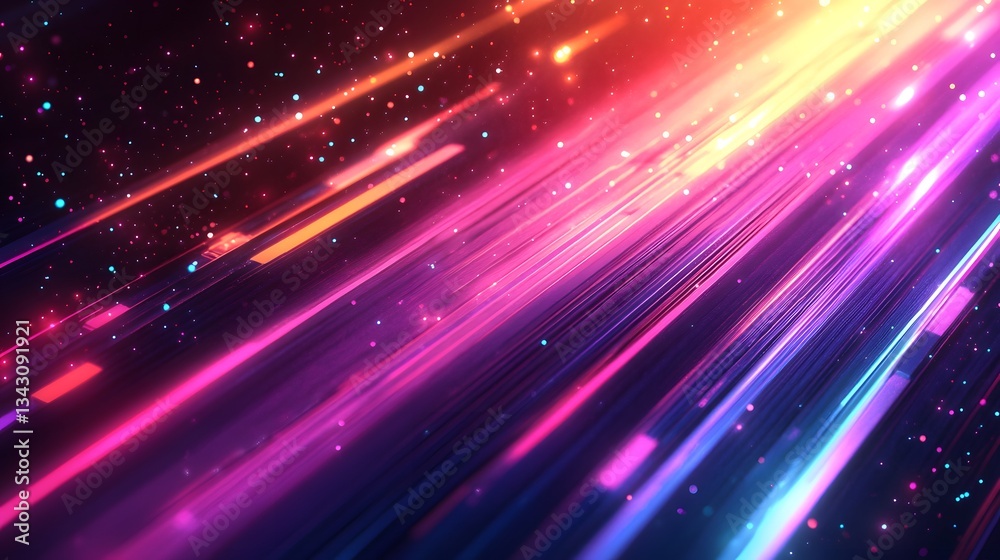 Fototapeta premium An abstract and colorful digital illustration of vibrant light streaks