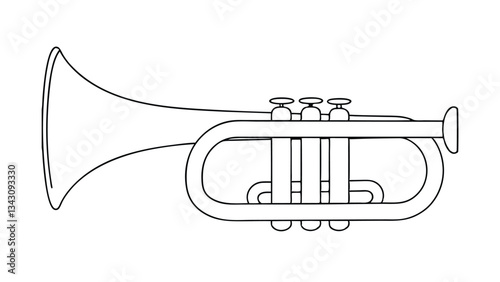 Line drawing trumpet musical instrument brass band orchestra valve