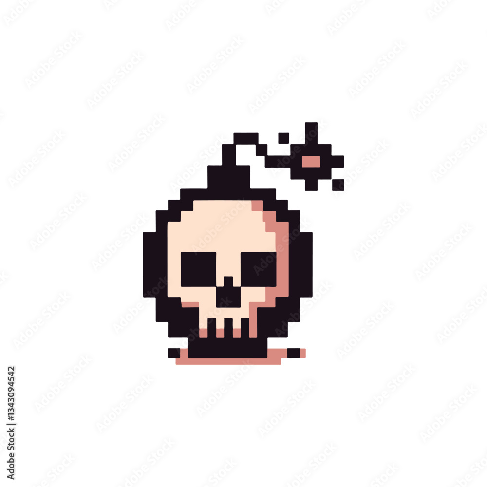 Skull bomb pixel logo Skull bomb pixel logo