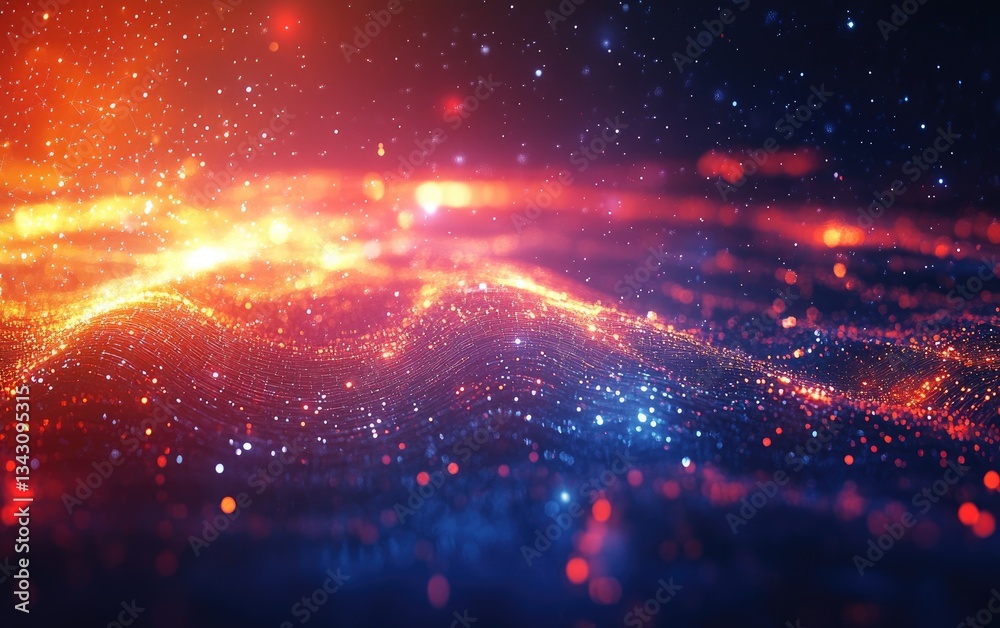 Obraz premium A glowing blue nebula explodes in a dark, abstract universe of fantasy stars