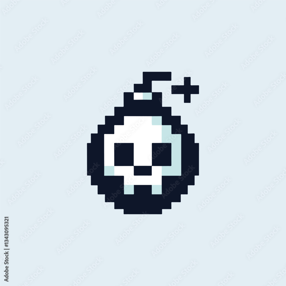 Skull bomb pixel logo