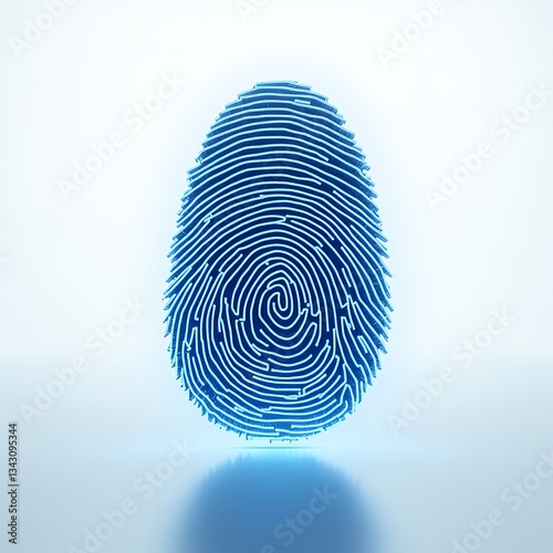 Glowing digital fingerprint scan, symbolizing future business security and identity, isolated on white background