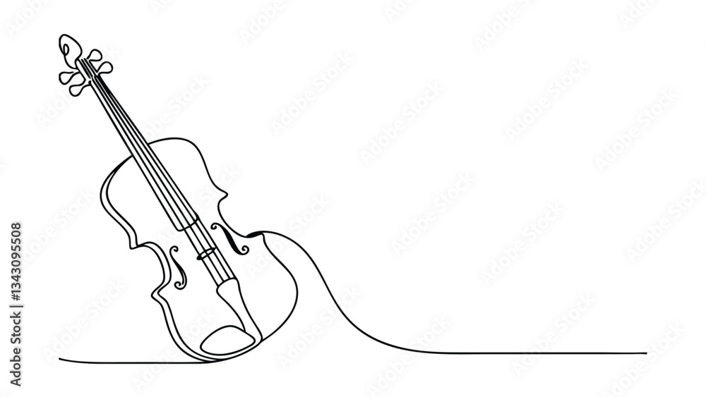 Obraz premium Elegant OneLine Drawing of a Violin Musical Instrument
