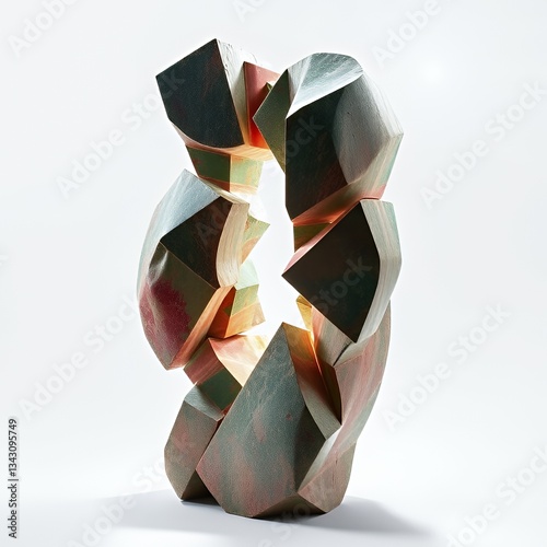 Weathered marble sculpture fragment with cracks and aged patina, isolated on white, for historical or art concepts