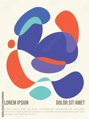 Solar Drift concept. abstract bauhaus style summer poster template with sample text vector illustration