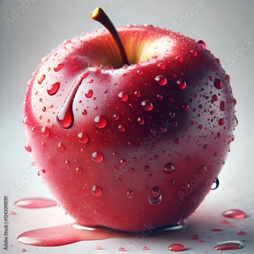 red apple with water drops isolated with white backgroundd photo