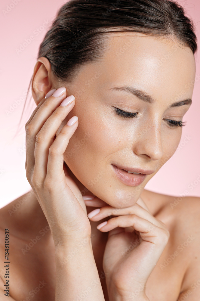 Sensual woman with natural clean skin posing in studio Sensual woman with natural clean skin posing in studio