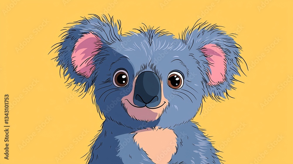 Obraz premium Cute Koala Portrait on Yellow