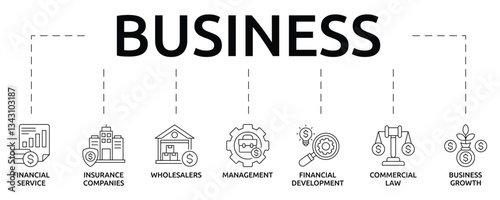 business banner with icon and keywords