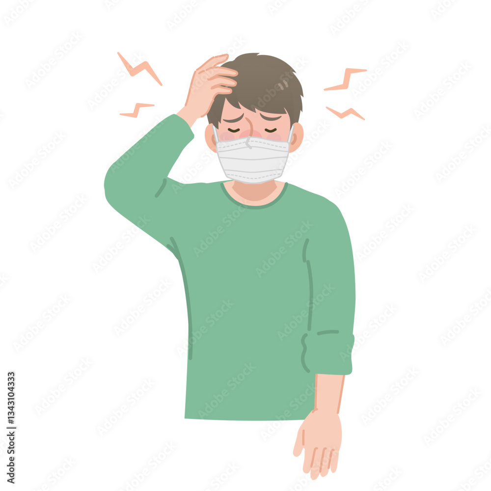 頭が痛い男性 頭が痛い男性