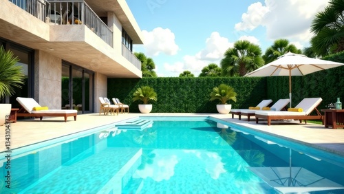 Swimming pool. Summer vacation concept