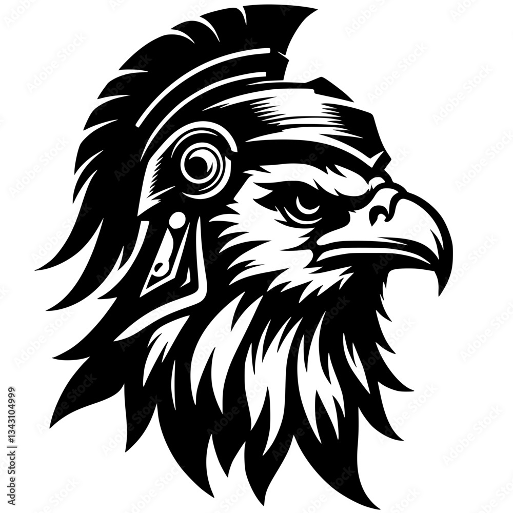 Fototapeta premium Eagle warrior portrait silhouette