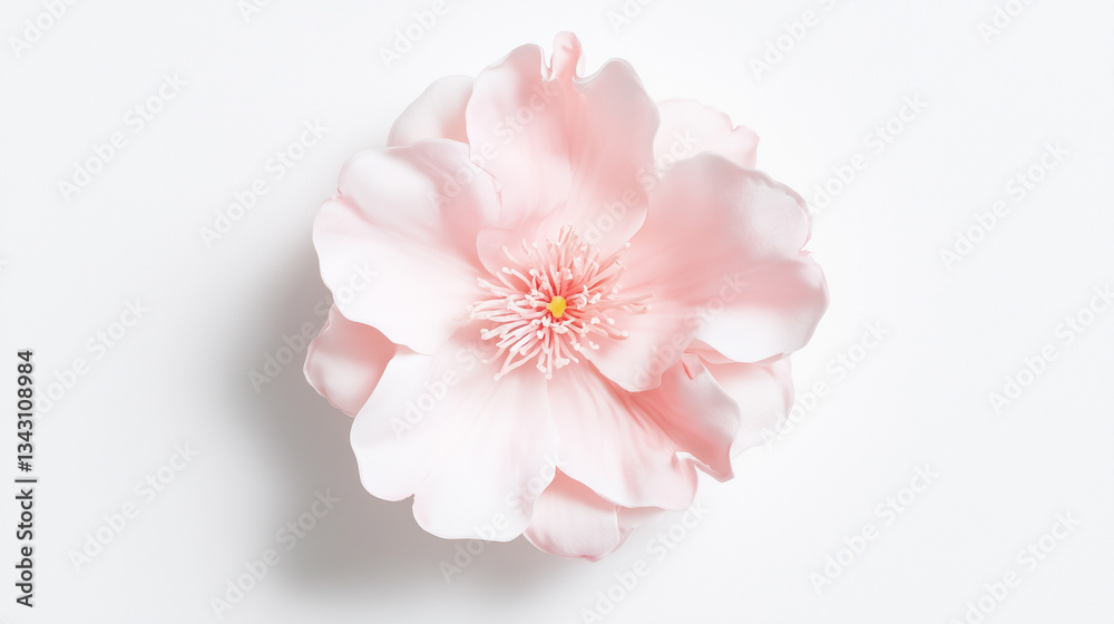 Delicate cherry blossom flower perfectly centered on a white background Delicate cherry blossom flower perfectly centered on a white background