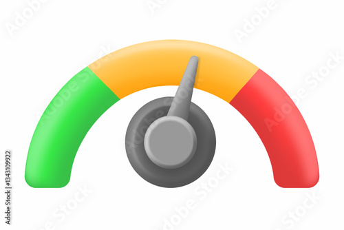 Performance meter icon showing progress levels. credit score. speed, efficiency, risk, and optimization analysis. 3d vector illustration