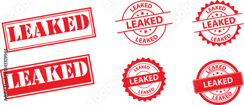 leaked red  rubber stamp  label isolated on white
