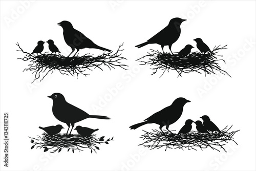 Nest Silhouette Vector Illustration