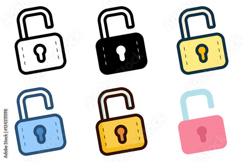 unlock secure padlock icon vector illustration