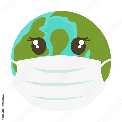 World Earth Day, Earth Wearing Mask Illustration