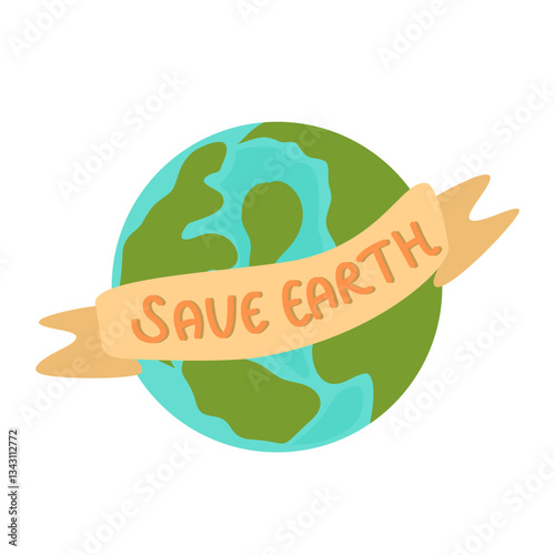 World Earth Day, Earth with Save Earth Banner