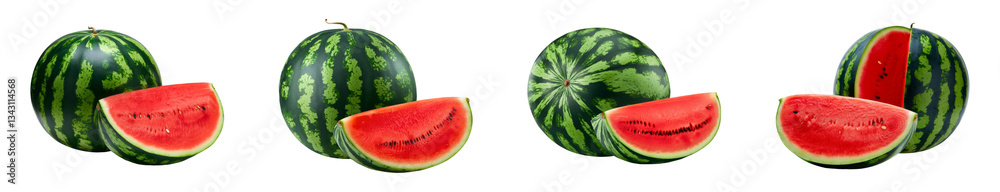 Watermelon and slice isolated on transparent background Watermelon and slice isolated on transparent background