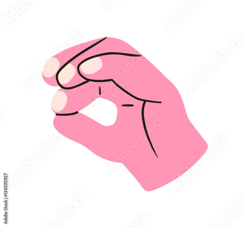Hand, pointing, leaning, grasping, clenching, holding, different arm action, gesture symbol, different hand gestures, signs shown with palm and fingers isolated on background flat vector illustration.