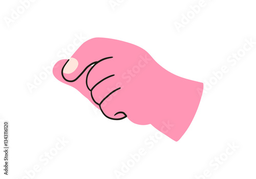 Hand, pointing, leaning, grasping, clenching, holding, different arm action, gesture symbol, different hand gestures, signs shown with palm and fingers isolated on background flat vector illustration.