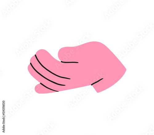 Hand, pointing, leaning, grasping, clenching, holding, different arm action, gesture symbol, different hand gestures, signs shown with palm and fingers isolated on background flat vector illustration.