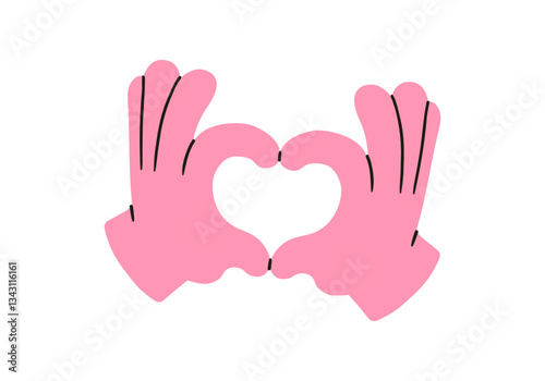 Hand, pointing, leaning, grasping, clenching, holding, different arm action, gesture symbol, different hand gestures, signs shown with palm and fingers isolated on background flat vector illustration.