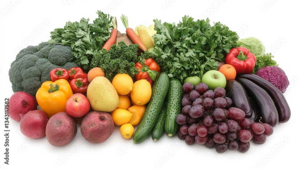 Colorful array of fresh fruits and vegetables Colorful array of fresh fruits and vegetables