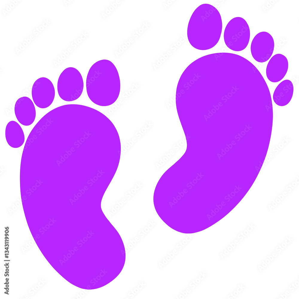 purple silhouette human footprint icon