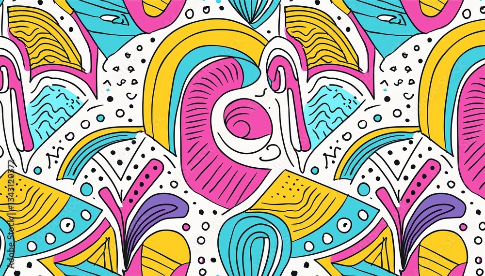 Fototapeta premium Memphis geometric seamless pattern. Multicolor abstract background in retro 80s, 90s style