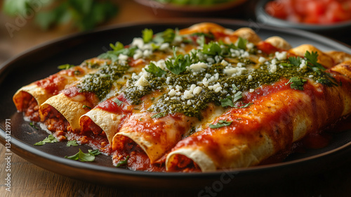 Wallpaper Mural Traditional Mexican Enchiladas with Red Sauce and Cheese Torontodigital.ca