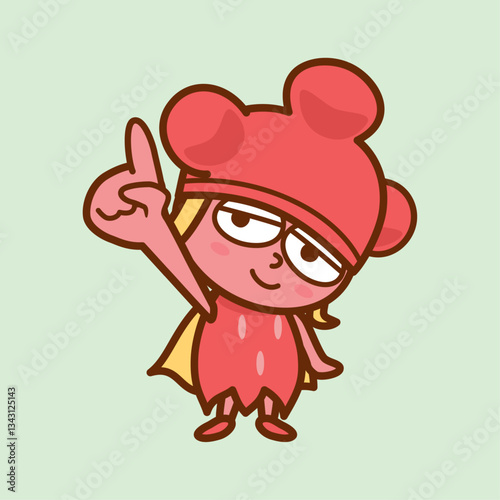１本の指を立て手を突き上げる女の子のイラスト